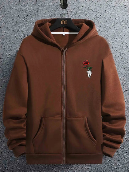 Tee Tall Mens Printed Hooded Zip Jacket - TTMPHZJPR1 - Brown