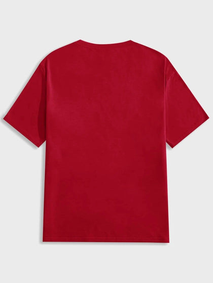 Mens Cotton Sticker Printed T-Shirt TTMPS66 - Red