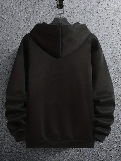 Tee Tall Mens Printed Hooded Zip Jacket - TTMPHZJPR3 - Black