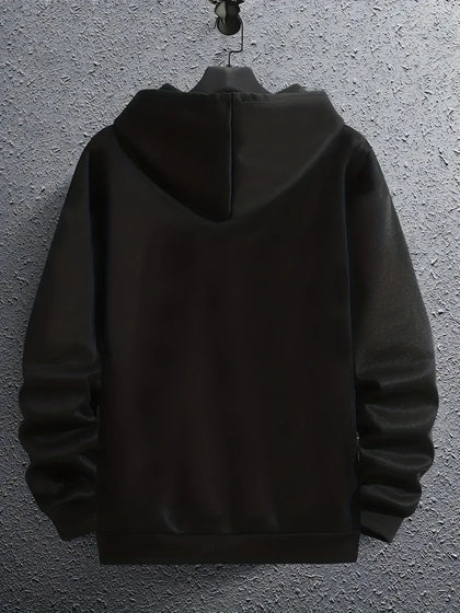 Tee Tall Mens Printed Hooded Zip Jacket - TTMPHZJPR4 - Black