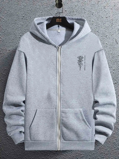 Tee Tall Mens Printed Hooded Zip Jacket - TTMPHZJPR2 - Grey