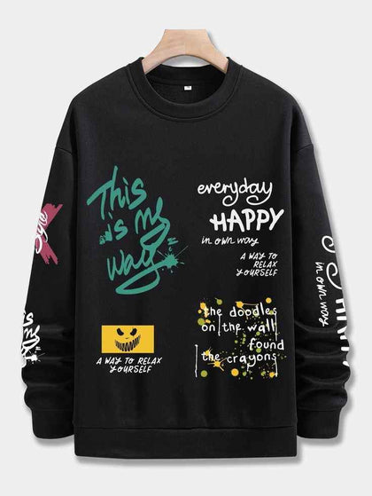Mens Printed Sweatshirt by Tee Tall TTMPWS3 - Black