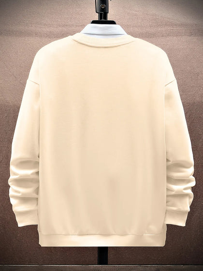 Mens Printed Sweatshirt by Tee Tall TTMPWS39 - Cream