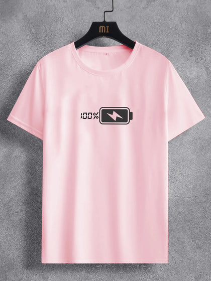 Mens Cotton Sticker Printed T-Shirt TTMPS90 - Pink