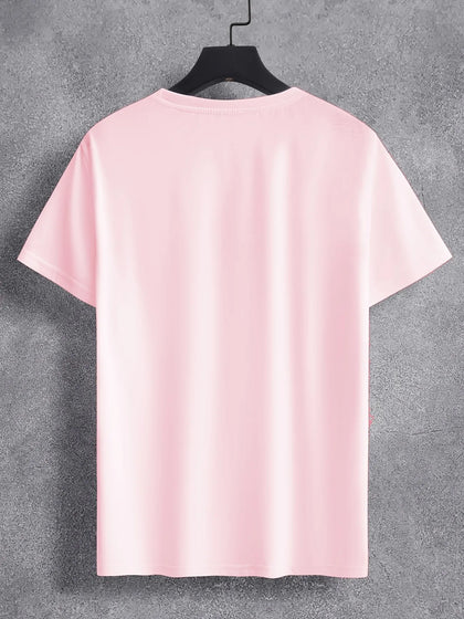 Mens Cotton Sticker Printed T-Shirt TTMPS90 - Pink