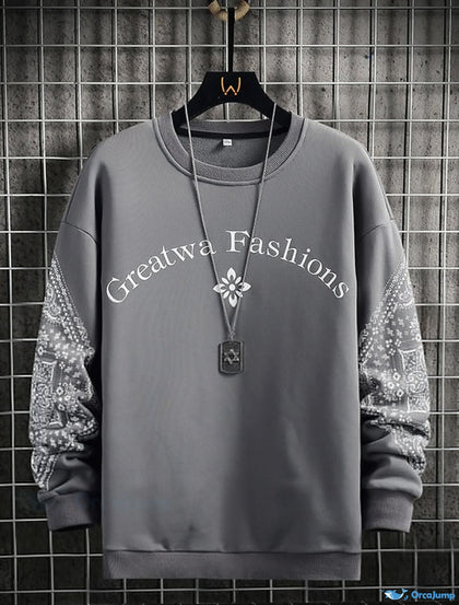 Mens Printed Sweatshirt by Tee Tall TTMPWS15 - Grey