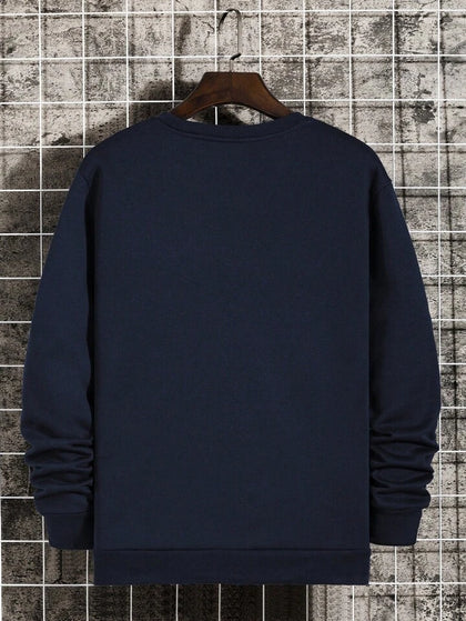 Mens Printed Sweatshirt by Tee Tall TTMPWS22 - Navy Blue