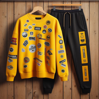 Mens Sweatshirt and Pants Set by Tee Tall - MSPSTT88 - Yellow Black
