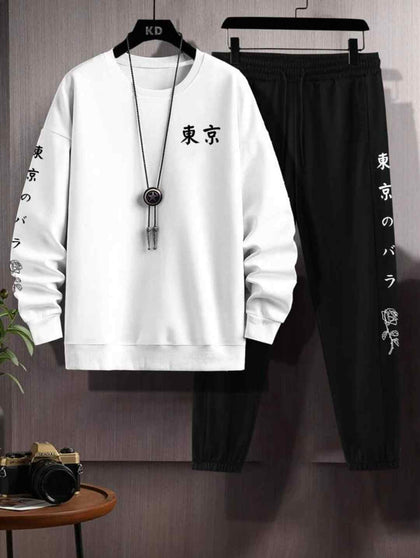 Mens Sweatshirt and Pants Set by Tee Tall - MSPSTT14 - White Black