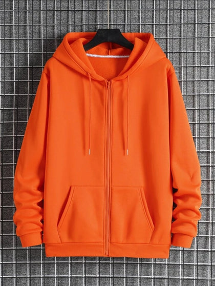Tee Tall Mens Plain Zip Hooded Jacket TTZPHOJA - Orange