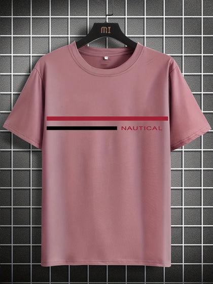 Mens Cotton Sticker Printed T-Shirt TTMPS97 - Pink
