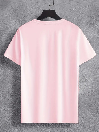 Mens Cotton Sticker Printed T-Shirt TTMPS93 - Pink