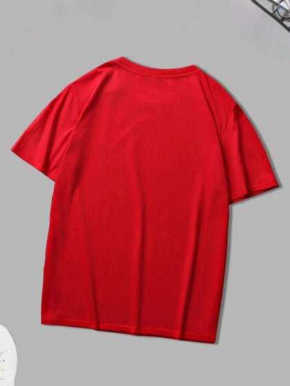 Mens Cotton Sticker Printed T-Shirt TTMPS4 - Red