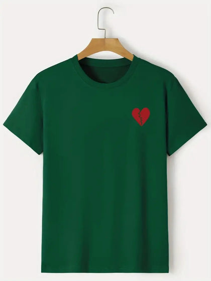 Nine Zero Heart Printed NZMT43 T-Shirt - Green