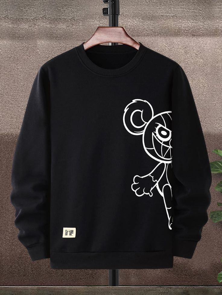 Mens Printed Sweatshirt by Tee Tall TTMPWS19 - Black
