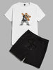 Mens Summer Shorts + T-Shirt Set - TTMSS135 - White Black