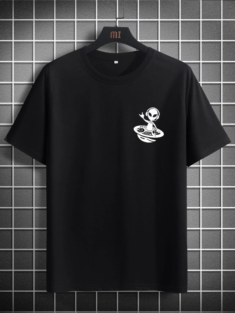 Mens Cotton Sticker Printed T-Shirt TTMPS62 - Black