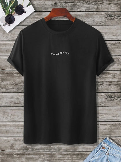 Mens Cotton Sticker Printed T-Shirt TTMPS61 - Black