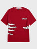 Mens Cotton Sticker Printed T-Shirt TTMPS66 - Red