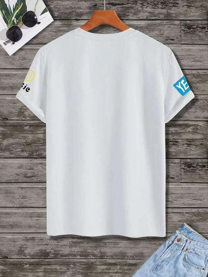 Mens Cotton Sticker Printed T-Shirt TTMPS71 - White