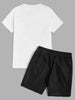 Mens Summer Shorts + T-Shirt Set - TTMSS130 - White Black