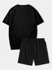 Mens Summer Shorts + T-Shirt Set - TTMSS102 - Black Black