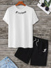 Mens Summer Shorts + T-Shirt Set - TTMSS132 - White Black
