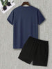 Mens Summer Shorts + T-Shirt Set - TTMSS105 - Navy Blue Black