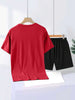 Mens Summer Shorts + T-Shirt Set - TTMSS99 - Red Black