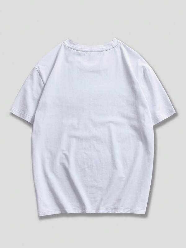 Mens Cotton Sticker Printed T-Shirt TTMPS75 - White