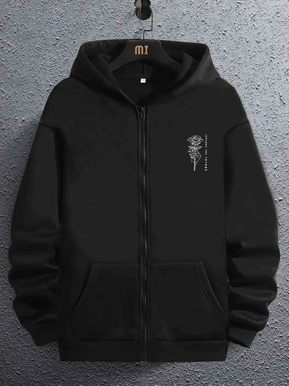 Tee Tall Mens Printed Hooded Zip Jacket - TTMPHZJPR2 - Black