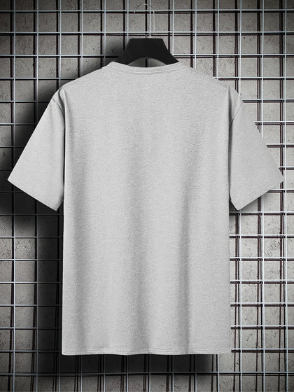 Mens Cotton Sticker Printed T-Shirt by Tee Tall TTMPS103 - Grey