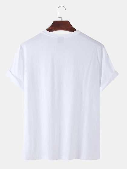 Mens Cotton Sticker Printed T-Shirt TTMPS53 - White