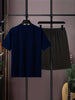 Mens Summer Shorts + T-Shirt Set - TTMSS165 - Navy Blue Black