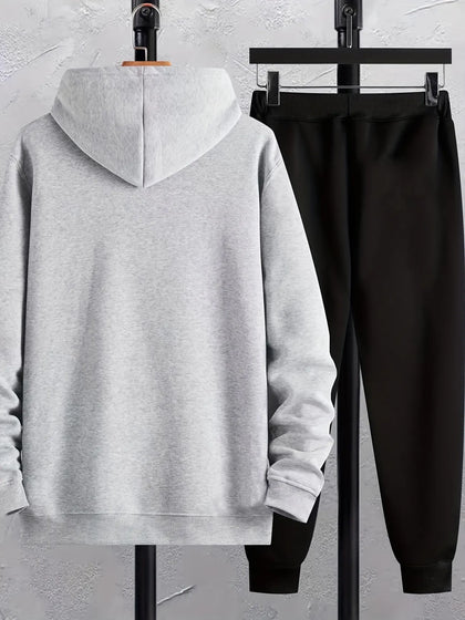 Mens Hoodie and Pants Set by Tee Tall - MHPSTT19 - Grey Black