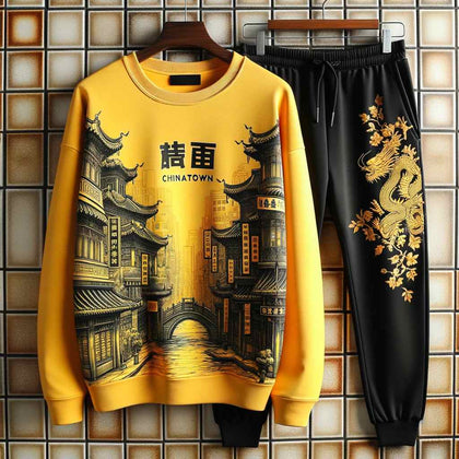 Mens Sweatshirt and Pants Set by Tee Tall - MSPSTT45 - Yellow Black