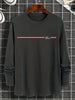 Mens Cotton Sticker Printed Long Sleeve T-Shirt by Tee Tall LSTTMPS2 - Charcoal