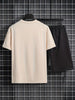 Mens Summer Shorts + T-Shirt Set - TTMSS10 - Cream Black