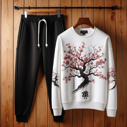 Mens Sweatshirt and Pants Set by Tee Tall - MSPSTT53 - White Black