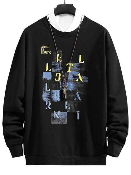 Mens Printed Sweatshirt by Tee Tall TTMPWS4 - Black