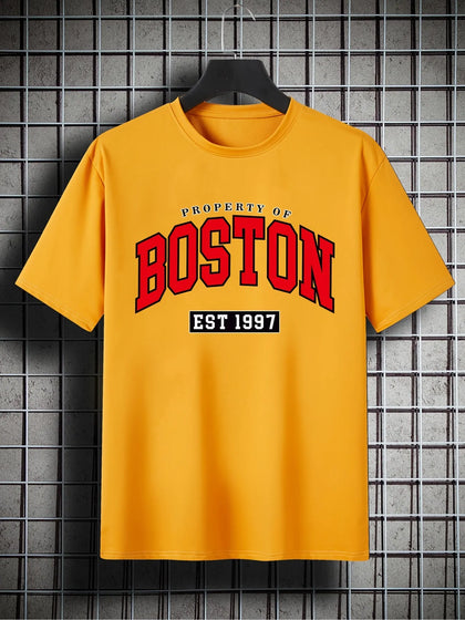 Mens Cotton Sticker Printed T-Shirt by Tee Tall TTMPS103 - Orange