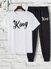 Mens Summer Pants + T-Shirt Set - TTMSTS1 - White Black