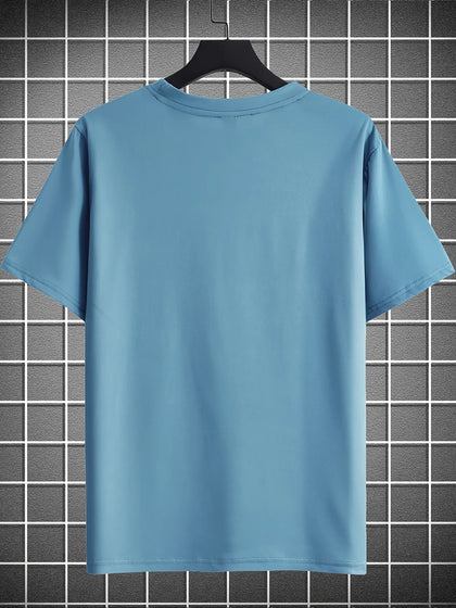 Mens Cotton Sticker Printed T-Shirt TTMPS79 - Light Blue