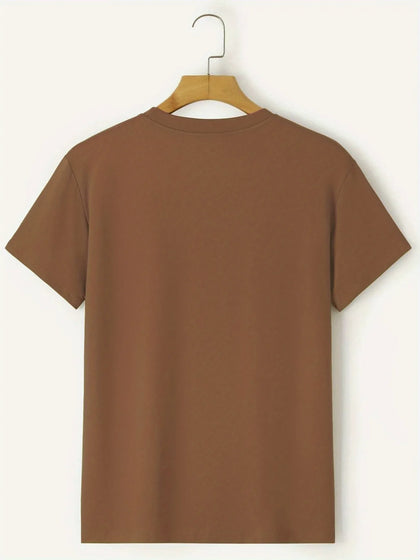 Mens Cotton Sticker Printed T-Shirt TTMPS94 - Brown