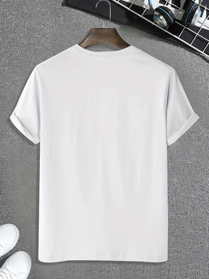 Mens Cotton Sticker Printed T-Shirt TTMPS83 - White