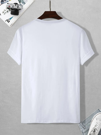 Mens Cotton Sticker Printed T-Shirt TTMPS96 - White