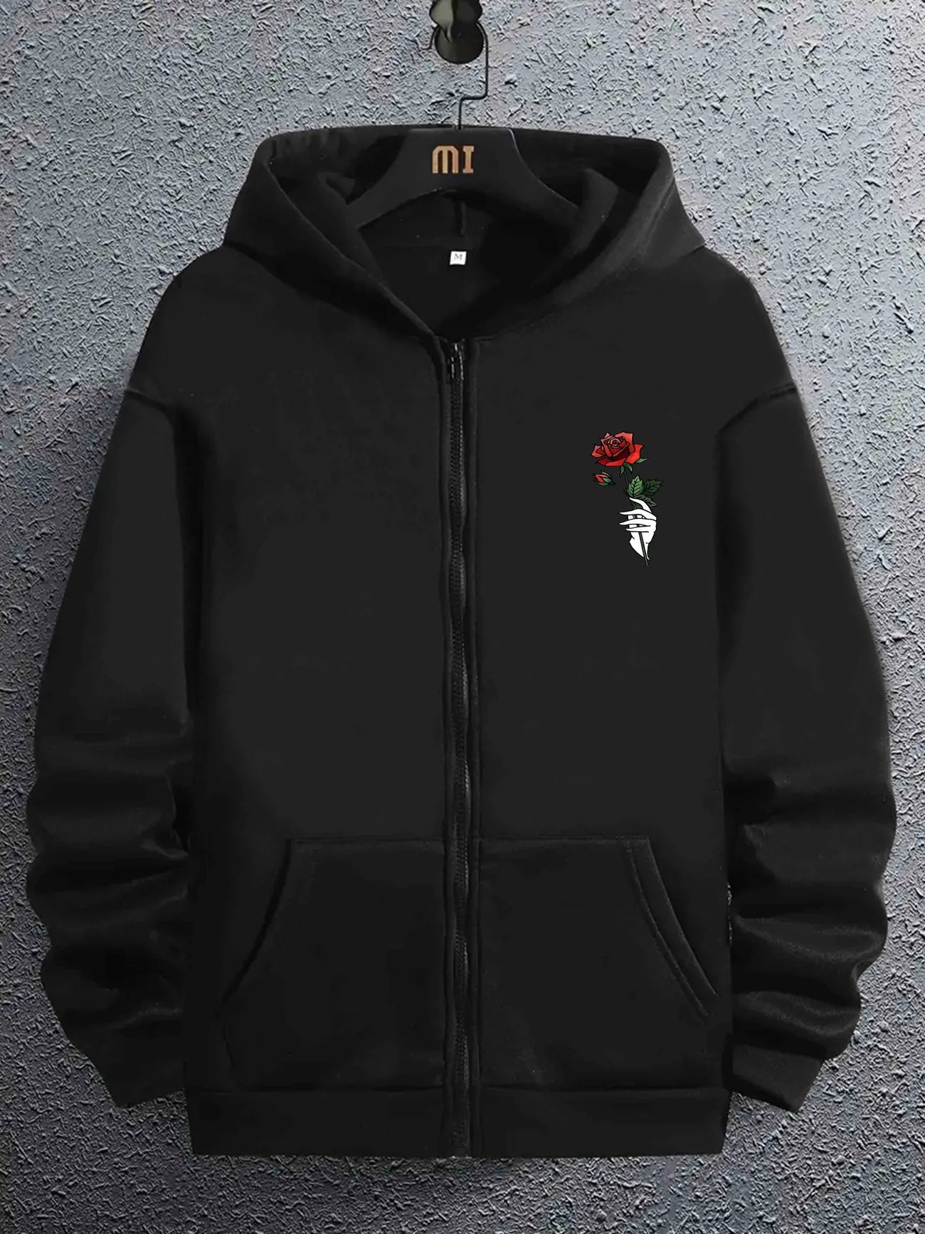 Tee Tall Mens Printed Hooded Zip Jacket - TTMPHZJPR1 - Black