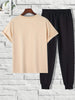 Mens Summer Pants + T-Shirt Set - TTMSTS1 - Cream Black