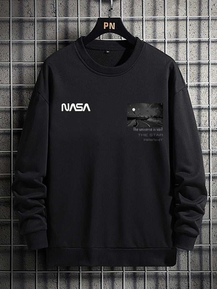 Mens Printed Sweatshirt by Tee Tall TTMPWS57 - Black