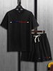 Mens Summer Shorts + T-Shirt Set - TTMSS150 - Black Black